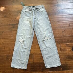 NWT Wild Fable Easy Rigid Mid-Rise 90s Relaxed Ripped Straight Jeans Blue Size 4